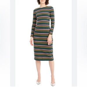 J.CREW Long-sleeve Striped Cotton Professional Sheath Midi Dress Sz 6 NWT Spring